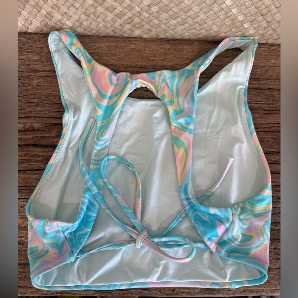 RVCA Women’s Pastel Marble Swirl Tank Top - Turquoise & Pink - Picture 2 of 3